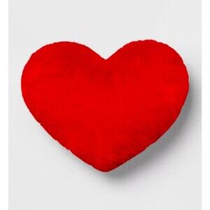 Valentines Love Heart Shaped Fluffy Throw Pillow 18” Pink - New